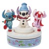 Figurine Stitch Angel Construisent Un Bonhomme De Neige Rotatif