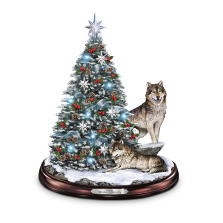 Al Agnew Winter's Majesty Wolf Tabletop Christmas Tree