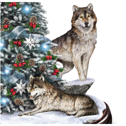 Al Agnew Winter's Majesty Wolf Tabletop Christmas Tree