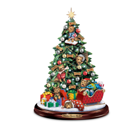 Yorkie Christmas Illuminated Tabletop Tree