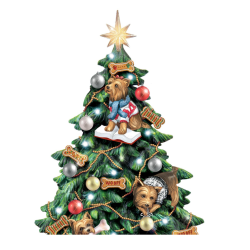 Yorkie Christmas Illuminated Tabletop Tree
