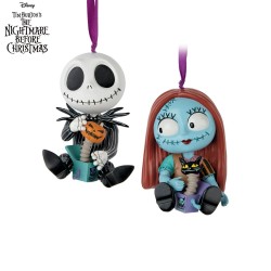 Disney Tim Burton's The Nightmare Before Christmas Jack And Sally Holiday Ornament Duo Set